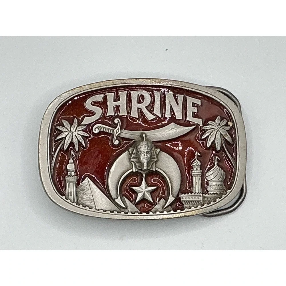The Great‎ American Buckle Co Shriners Belt Buckle Red Enamel Vintage 1986 1801